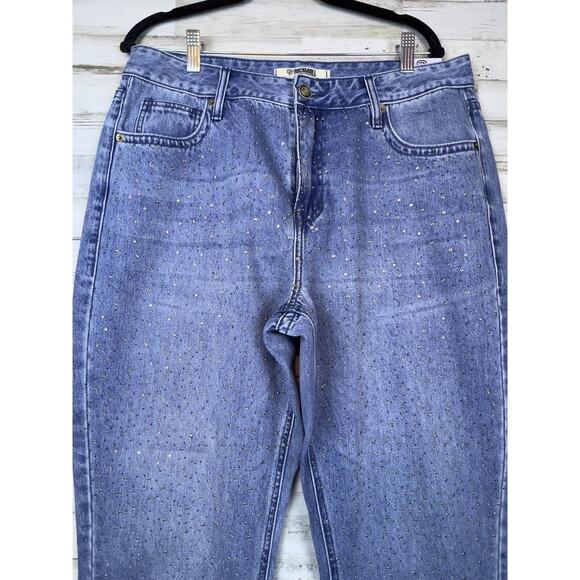 Rock & Roll Denim Cowgirl® 32x27 Straight Cropped High Rise Sequined Front NWT - Picture 2 of 16